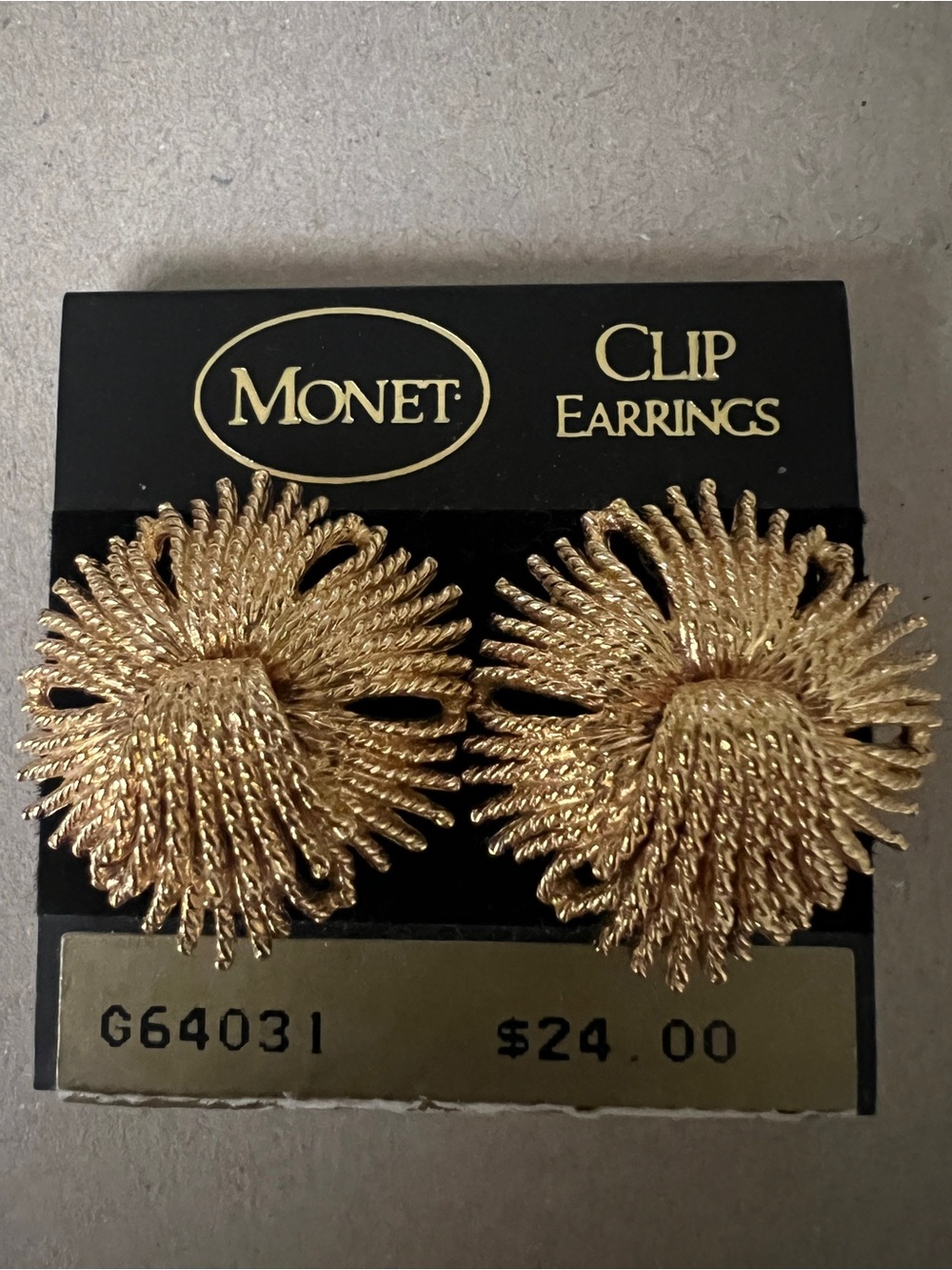 Monet Gold Rope-Textured Floral Clip Earrings